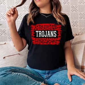 Trojans school Shirt, Trojan team mascot Shirt, retro Football Shirt, mom sports Fan tee, cute School spirit Shirt, go Trojans tshirt