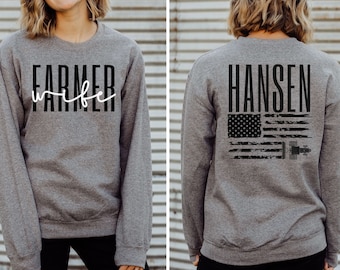 Personalized Farmers Wife sweatshirt, Farm life Gift, I love my farmer, farming mom shirt, custom name sweater, harvest season, dibs farmer