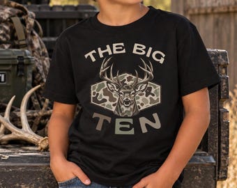 The big ten Hunting Birthday boy Shirt, 10th Birthday Deer shirt, personalized Family Matching bday, one big buck tshirts