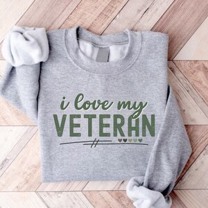 Personalized military sweatshirt, I love my soldier shirt, wife gift, mom tee, custom patriotic sweater, proud family, I love my veteran top immagine 3