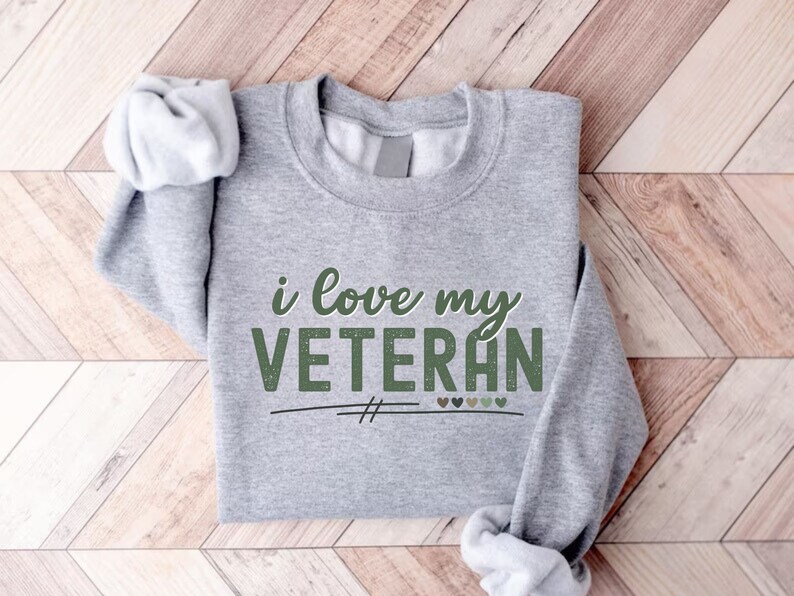 Personalized military sweatshirt, I love my soldier shirt, wife gift, mom tee, custom patriotic sweater, proud family, I love my veteran top immagine 3