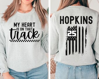 personalized racing sweatshirt, custom race wife, girlfriend, racing season hoodie, name on back, dirt track, Race Day sweater, gift for mom