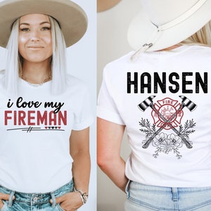 Personalized Firefighter Wife shirt, Fire Wife Gift, girlfriend shirt, I love my fireman, firefighter mom shirt, custom name tshirt, gift