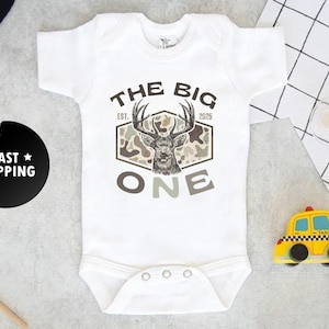 The big one Hunting Birthday boy Shirt, 1st Birthday Deer shirt, personalized Family Matching bday, one big buck tshirts, wild one birthday