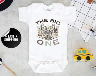 The big one Hunting Birthday boy Shirt, 1st Birthday Deer shirt, personalized Family Matching bday, one big buck tshirts, wild one birthday