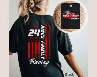 Chemise de course personnalisée | T-shirt personnalisé pour piste de terre battue et équipage de fosse | Équipe de course BMX Go Kart T-shirt unisexe