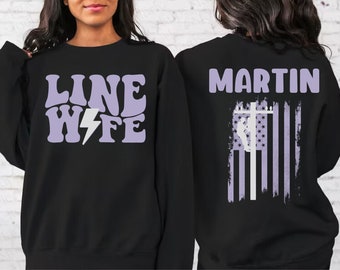 Personalized lineman sweatshirt, I love my lineman, line wife, custom mom sweater, proud family shirt, girlfriend gift, linewife life crew
