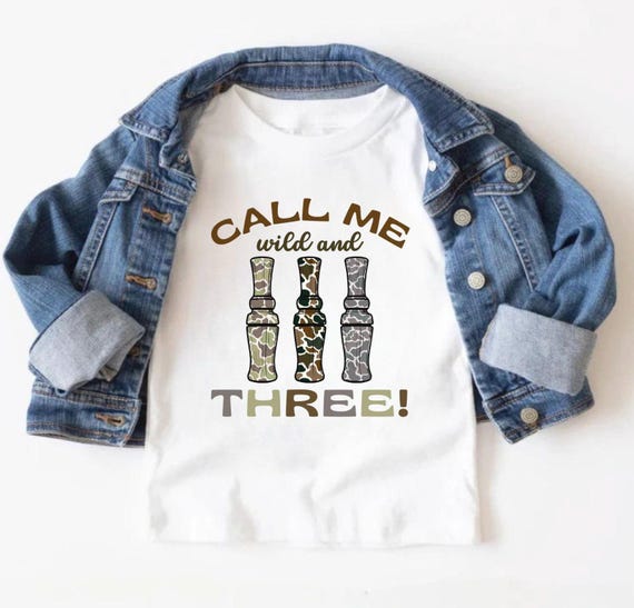 Boys 3rd Birthday Duck Hunting Tee, Young Wild and Three Shirt, 3 Year Old Outfit, Hunting Theme birthday, Third Birthday Shirt, lucky duck
