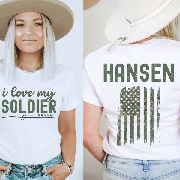 Personalized military shirt, I love my soldier shirt, wife gift, mom tee, custom patriotic tee, proud family shirt, I love my veteran, army