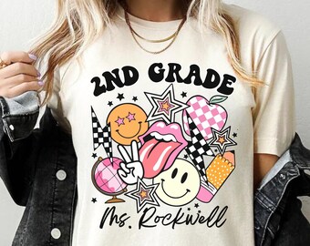 Retro Second Grade Teacher Shirt, 2nd Grade custom Teacher Tee, First Day of School Matching TShirt, New Teacher Gift, Teacher Squad shirts
