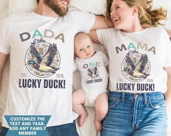 ONE Lucky Duck Birthday Party Tee, Mama Duck Shirt, Mommy and Me, family Matching, Wild First Bday, 1st Birthday hunting theme, birthday boy