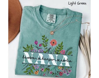 Personalized nana Shirt with Grandkids Names, Floral Mimi T-Shirt, Mimi Gifts, Mother's Day Shirt, Custom Kids Names Grandma Shirt, Mimi Tee