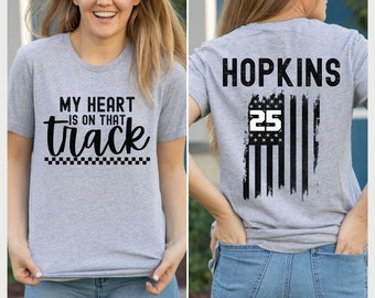 personalized racing shirt, custom race wife shirt, race girlfriend, racing season tee, name on back, dirt track, Race Day Tee, gift for mom