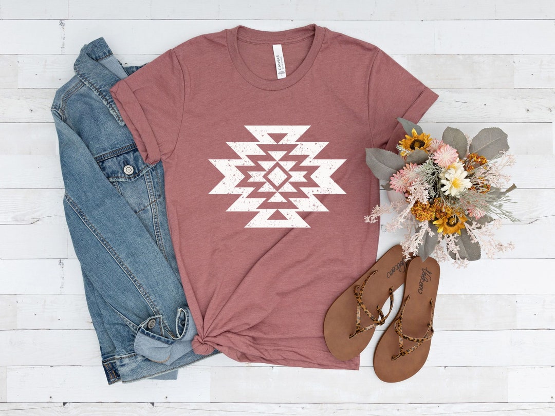 Aztec Western Shirt, Distressed Western Graphic Shirt, Country Music ...