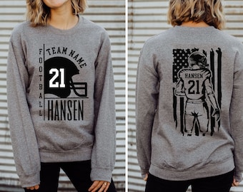 Personalized Football Mom sweatShirt, Game Day gear, Custom player name and number hoodie, Thats My Boy, patriotic fball team, football aunt