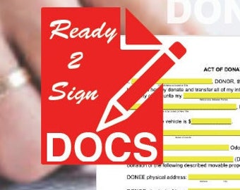 Acta de Donación - DMV Listo para Imprimir, Listo para Firmar, Fácil de Completar (1 Página)