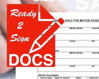 Factura de venta - DMV Lista para imprimir, lista para firmar, fácil de completar (1 página)