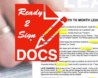 Contrato de arrendamiento mensual: listo para imprimir, listo para firmar, fácil de completar (4 páginas)