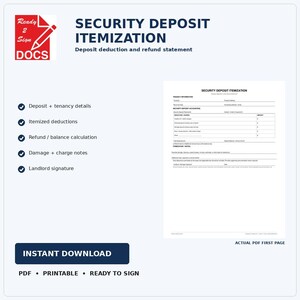 Security Deposit Form – Ready to Print (PDF)
