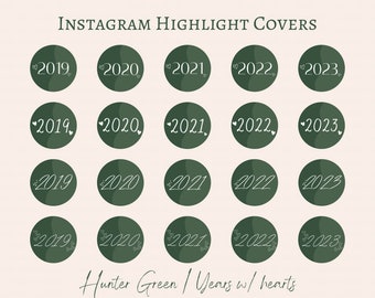 Insta Highlight Covers (Hunter Green Years w/ Hearts)