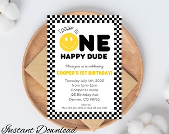 Invitación de primer cumpleaños para un amigo (descarga digital)