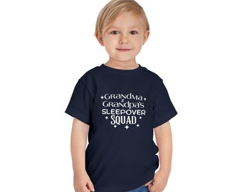 Sleepover Squad, Grandma & Grandpa, Toddler Bella+Canvas 3001 Short Sleeve Tee