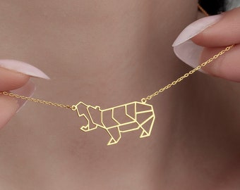 Gold Hippo Necklace Hippopotamus Charm Delicate Necklace Gift For Kid Girl Gold Animal Pendant Cartoon Pendant Animal Necklace Gold