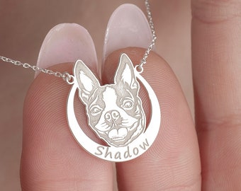 Custom Boston Terrier Silver Necklace • Your Dog Name Necklace • Handmade Fur Friend Gifts • Best Choice for Dog Lovers • Dog Breed Jewelry