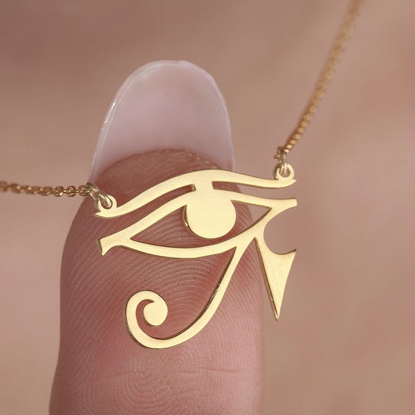 Eye of Ra Gold Necklace • Ancient Egyptian Symbol Pendant • Eye of Horus Necklace • Protection Symbol by Silverify