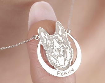 Personalized German Shepherd Silver Necklace • Your Dog Name Necklace • Handmade Dog Gifts • Best Choice for Dog Lovers • Dog Breed Jewelry