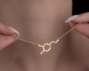 Dopamine Gold Necklace • Symbol Of Joy Necklace • Handmade Gifts for Chemists • Positive Energy Necklace • Motivation Pendant by Silverify