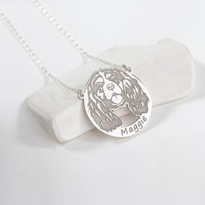 Cavalier King Charles Spaniel Silver Necklace • Your Dog Name Necklace • Handmade Dog Gifts • Best Choice for Dog Lovers • Dog Breed Jewelry