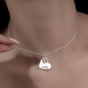 Handmade Dog Paw with Your Dog Name Necklace Handmade Gifts Best Choice for Dog Lovers Dog Breed Jewelry Dog Memorial Slanted Heart Necklace