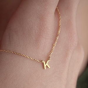Dainty Letter Gold Necklace Minimalist Tiny Initial Necklace Handmade Gifts Minimalist Char Necklace Perfect Gift for Her Symbol Jewelry