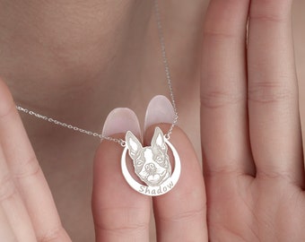 Collier tête de chien, collier prénom chien pour femme, pendentif commémoratif chien, cadeau personnalisé pour amoureux des chiens, bijoux prénom chien, collier chiot minimaliste