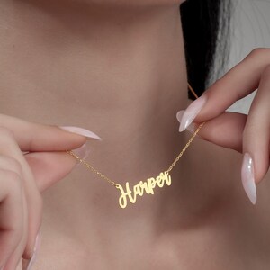 Delicado collar con nombre escrito a mano en oro, hecho a mano en plata de ley 925, colgante de firma personalizado, joyería con escritura personalizada, regalo para damas de honor
