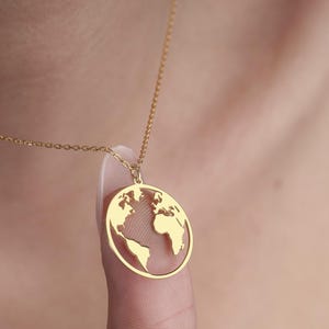 Dainty Earth Gold Necklace • Planet Earth Necklace • Mother Earth Pendant • Handmade Gifts • Minimalist Necklace by Silverify