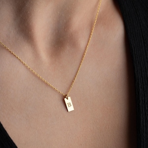Handmade Gold Initial Tag Necklace Silver Initial Charm Initial Engraved Necklace Handmade Jewelry Gifts For Couples Dainty Christmas Gifts
