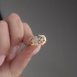 Personalized Letter Ring • Custom Family Initial Ring • Handmade Gift for Her• Best Choice for Gifts • Floral Heart Jewelry