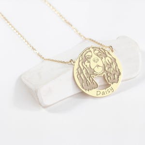 Cavalier King Charles Spaniel Solid Gold Necklace Your Dog Name Necklace Handmade Dog Gifts Best Choice for Dog Lovers Dog Breed Jewelry
