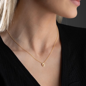 Dainty 3D Letter Gold Necklace • Handmade Tiny Initial Necklace • 3D Name Necklace • Minimalist Collection by Silverify