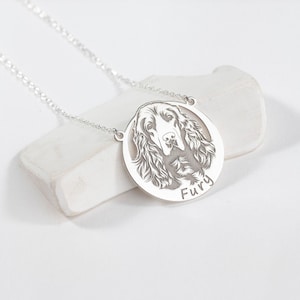 Custom English Cocker Spaniel Silver Necklace • Your Dog Name Necklace • Handmade Dog Gifts • Best Choice for Dog Lovers • Dog Breed Jewelry