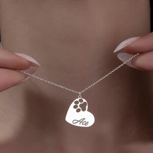 Handmade Dog Paw with Your Dog Name Necklace Handmade Gifts Best Choice for Dog Lovers Dog Breed Jewelry Dog Memorial Slanted Heart Necklace