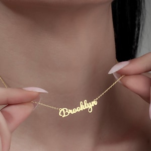 Personalisierte Gold Name Halskette handgemachte benutzerdefinierte Name Schmuck Handschrift Stil Name Halskette Geschenk für sie Sterling Silber Anhänger