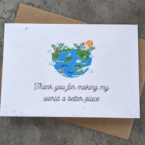 Plantable seed card/Send direct with hand written message inside/Thank You Card/World a better place/Seed card/Thanks so much/Eco friendly