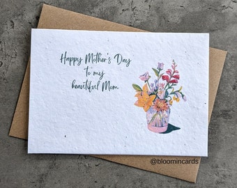 Plantable seed card / Send direct with hand written message/Personalised Floral Mothers Day Card/Mother/Mum/Mom/Mummy/Step Mum/Mam/Seed card