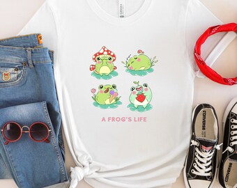 Frog Shirt, Cartoon Frog Shirt, Kawaii Frog Shirt, Cute Frog Shirt, Frog Youth Shirt, Frog Lover Gift, Gifts for Girls, Girls Frog Shirt