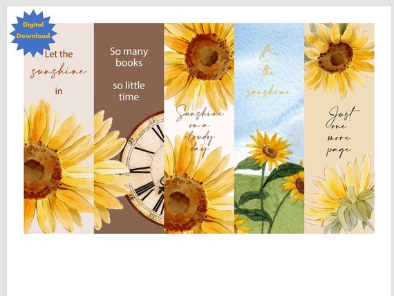 Sunflower Bookmarks Digital Download - Etsy
