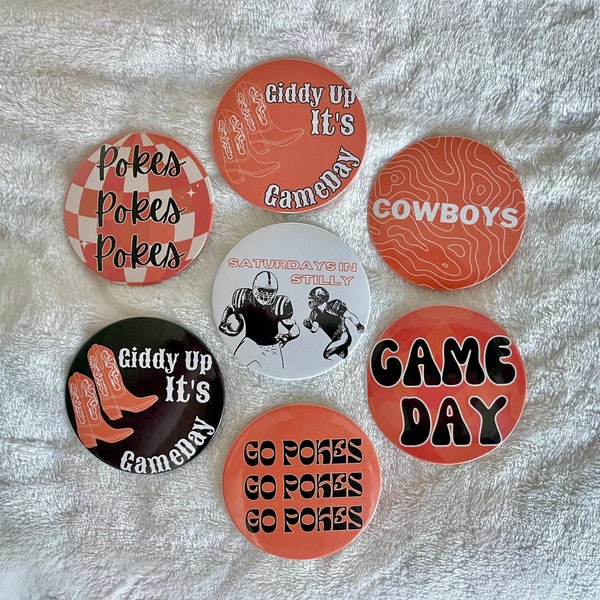 Oklahoma State University/OKSTATE/OSU inspired | Game Day Buttons | College Game Day | Game Day Pins | Football Buttons