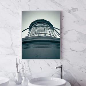 Black and White Lighthouse Photography: Abstract Nautical Canvas Art